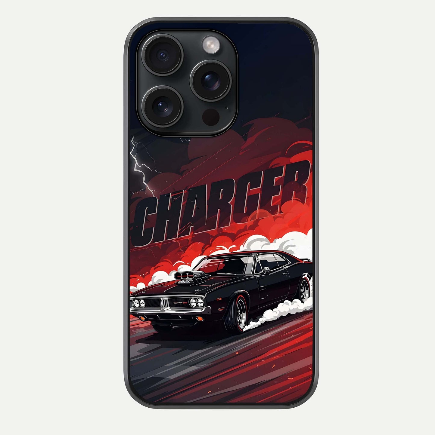 Dark Charger Fury Glass Case For iPhone 15 Pro by Custom World