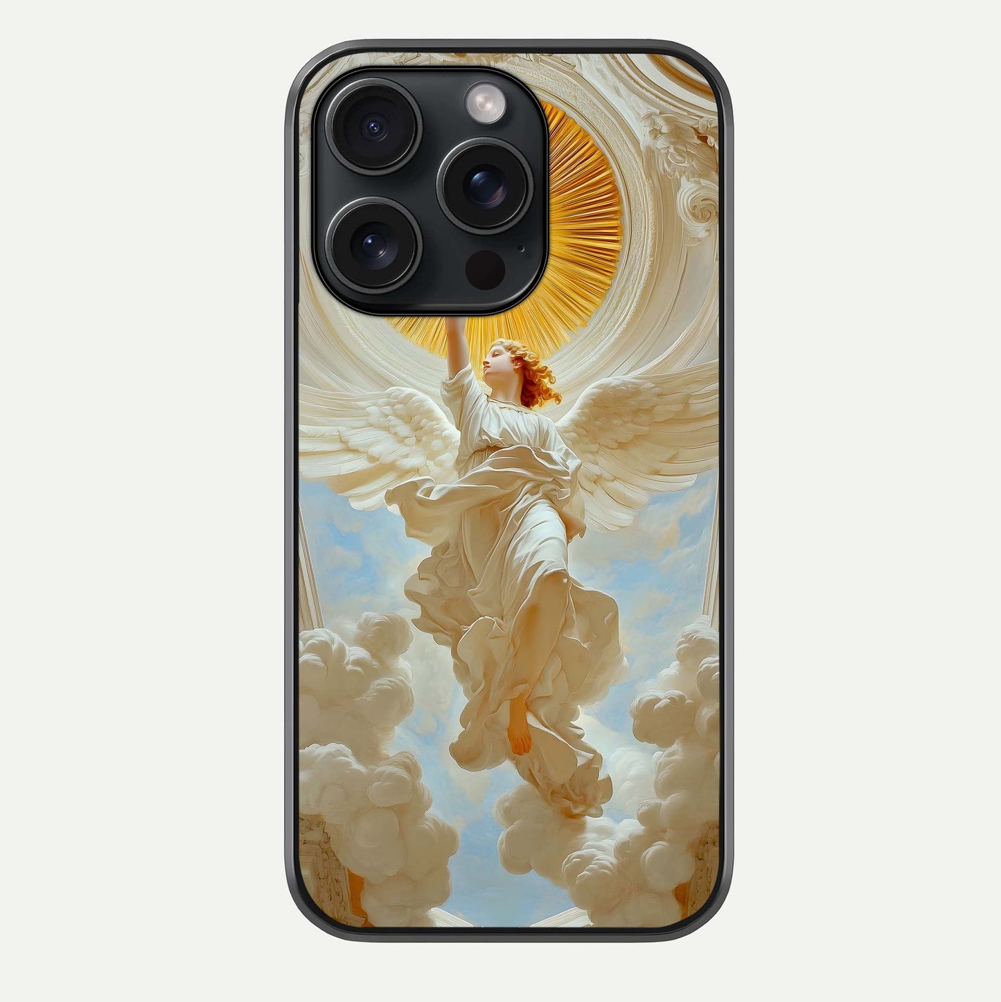 Divine Light Angel Glass Case For iPhone 15 Pro by Custom World