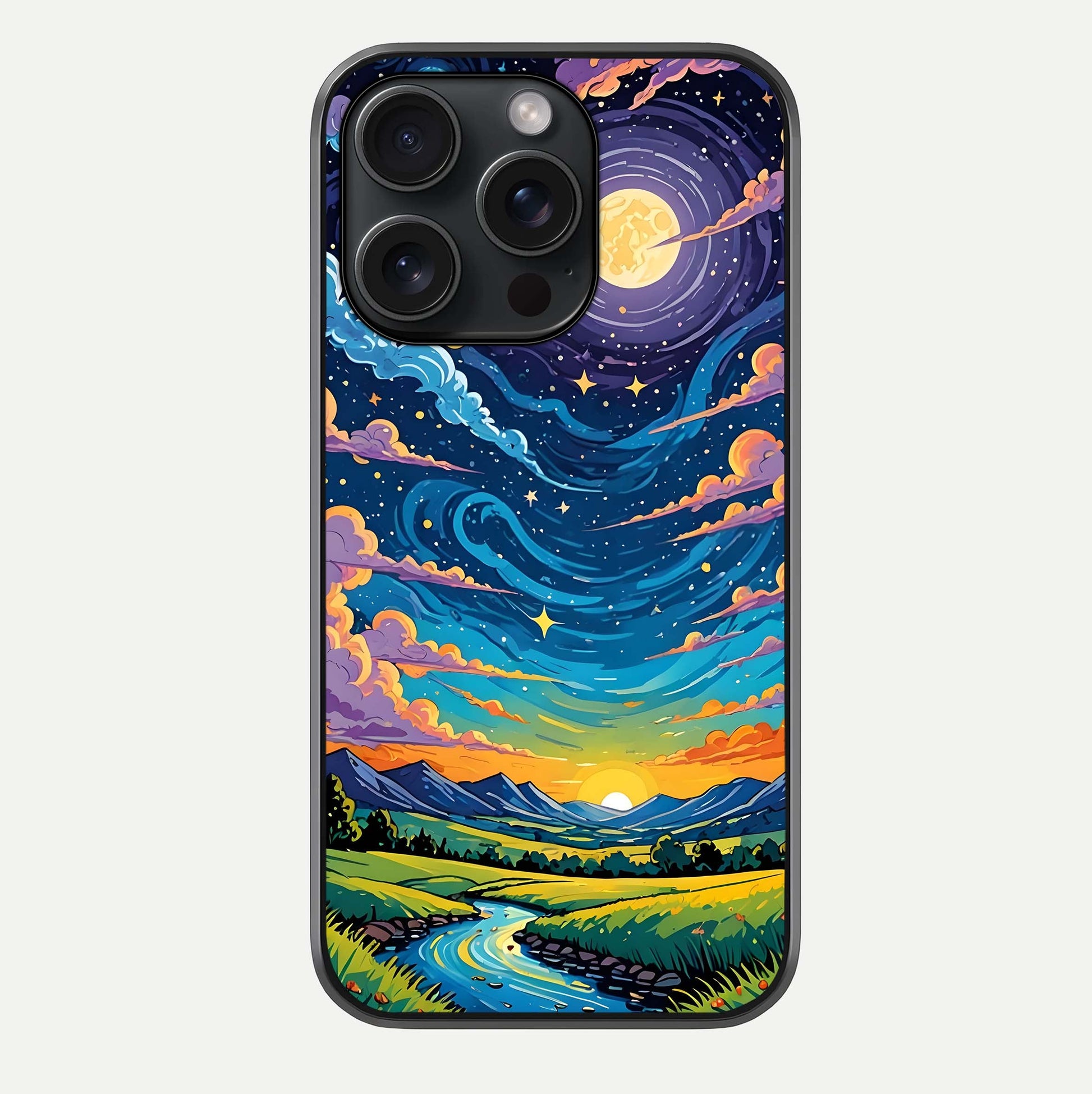 Dreamy Night Landscape Glass Case For iPhone 15 Pro by Custom World