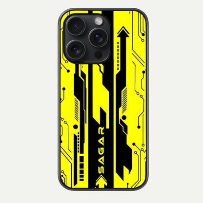 Electric Pulse CYBERPUNK Custom Name Glass Case For iPhone 15 Pro by Custom World
