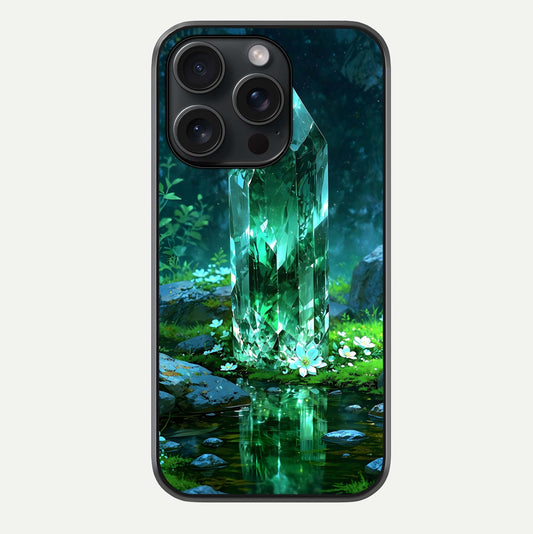 Emerald Light Crystal Glass Case For iPhone 15 Pro by Custom World