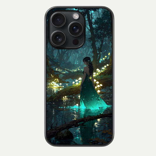 Enchanted Forest Glow Glass Case For iPhone 15 Pro by Custom World