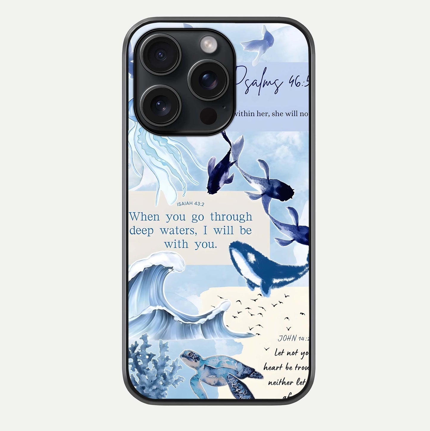 Faithful Ocean Promise Glass Case For iPhone 15 Pro by Custom World