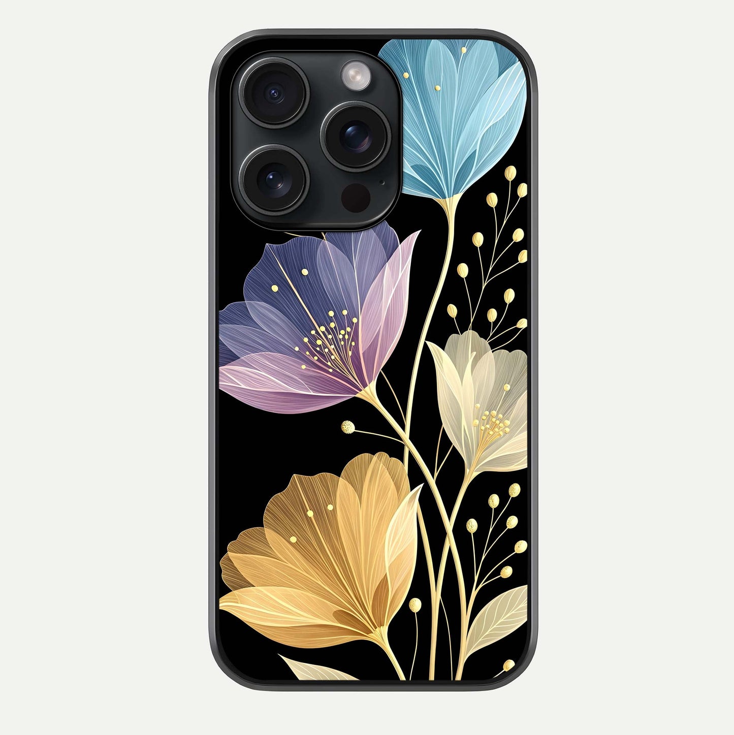 Flower Bloom Glow Glass Case For iPhone 15 Pro by Custom World