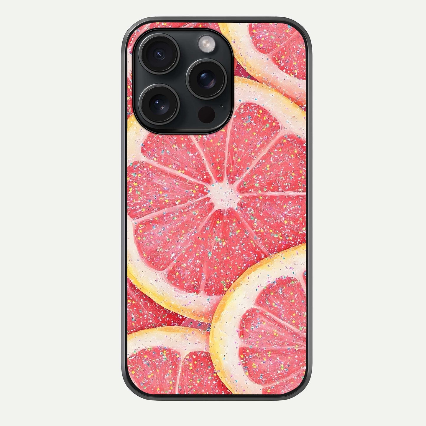 Glitter Grapefruit Glass Case For iPhone 15 Pro by Custom World