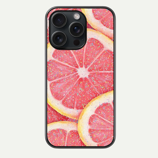 Glitter Grapefruit Glass Case For iPhone 15 Pro by Custom World