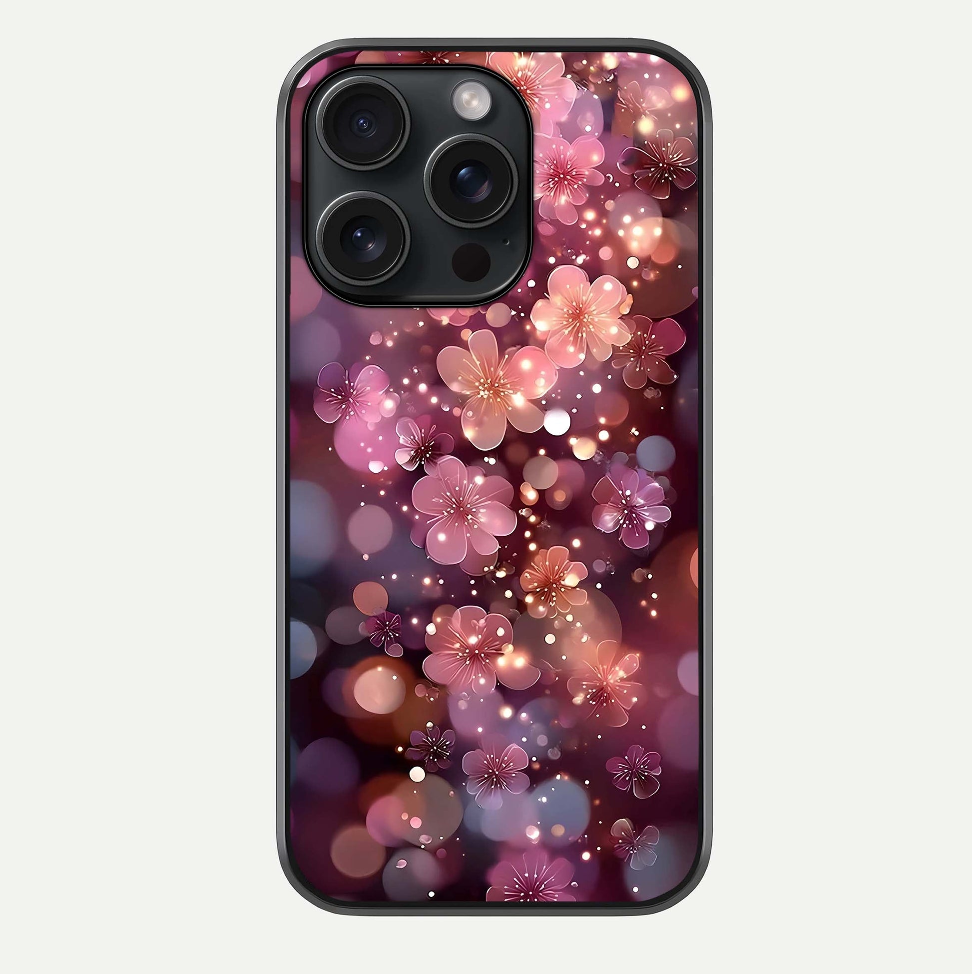 Glowing Petal Bliss Glass Case For iPhone 15 Pro by Custom World