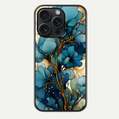 Golden Bloom Symphony Glass Case For iPhone 15 Pro by Custom World