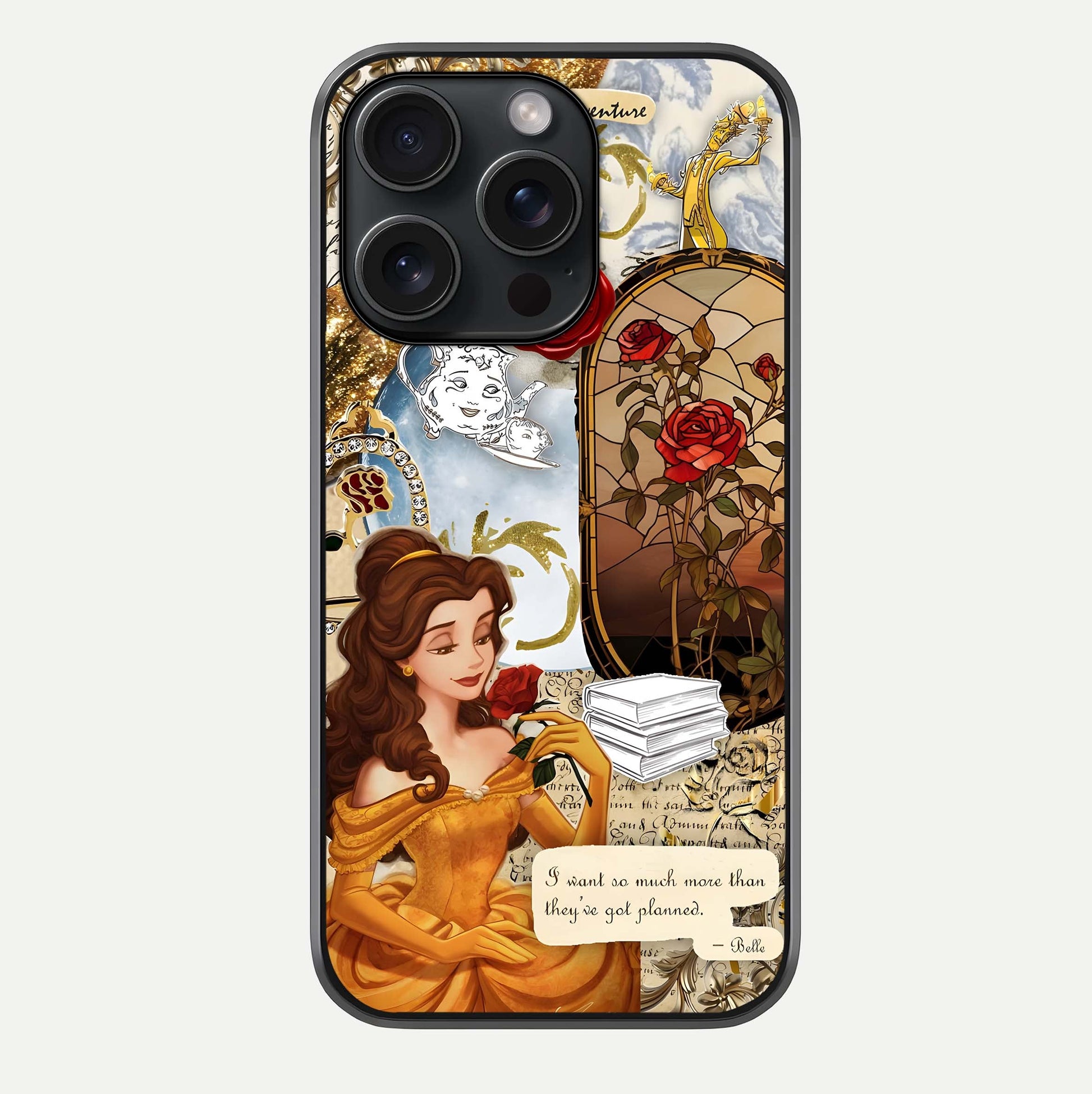 Golden Dream Belle Glass Case For iPhone 15 Pro by Custom World
