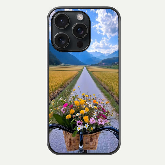 Golden Field Journey Glass Case For iPhone 15 Pro by Custom World