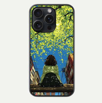 Golden Leaves Glow Glass Case For iPhone 15 Pro by Custom World