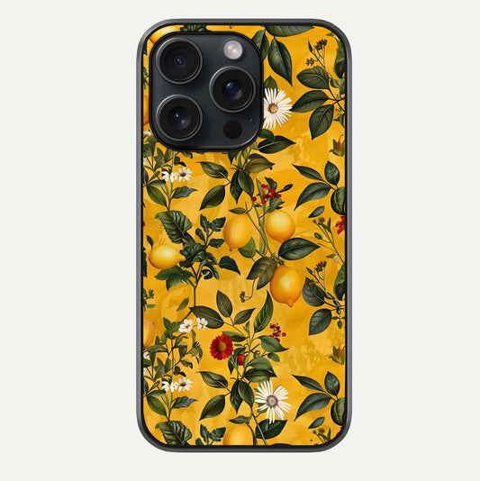Golden Lemon Field Glass Case For iPhone 15 Pro by Custom World