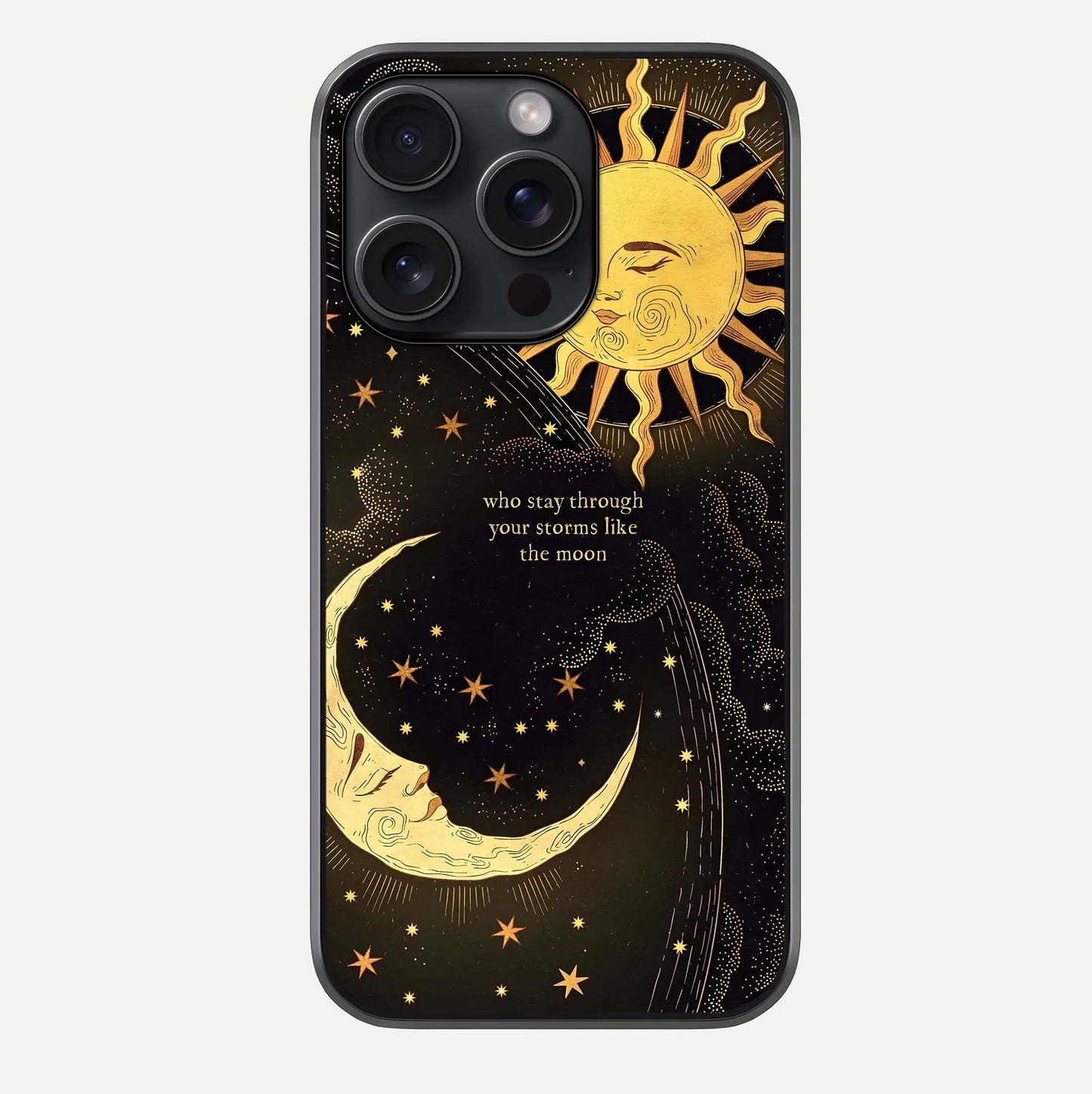 Golden Lunar Love Glass Case For iPhone 15 Pro by Custom World