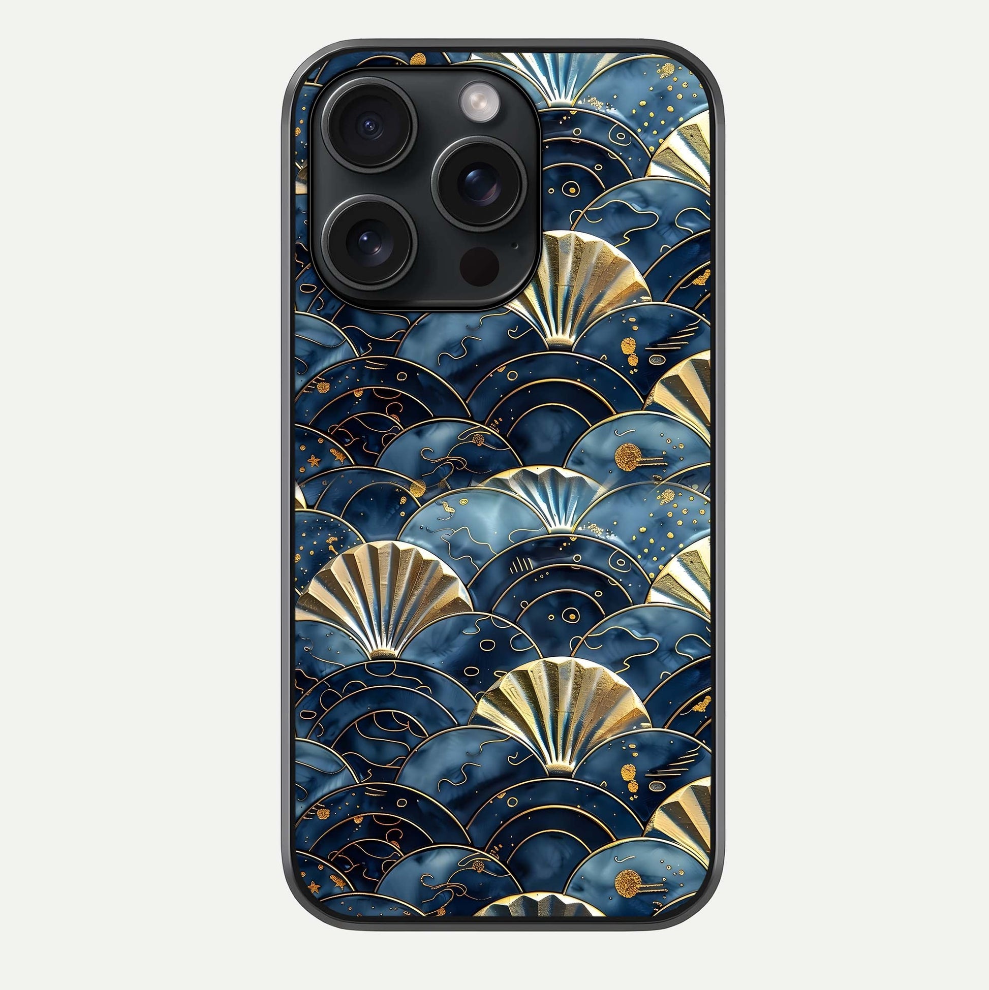 Golden Wave Luxe Glass Case For iPhone 15 Pro by Custom World