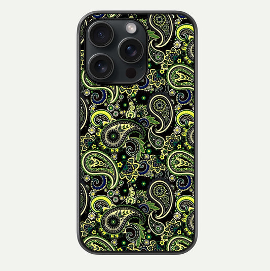 Green Mandala Pattern Glass Case For iPhone 15 Pro by Custom World