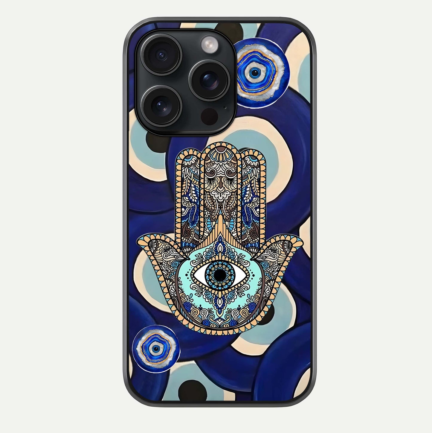 Hamsa Divine Guard Glass Case For iPhone 15 Pro by Custom World
