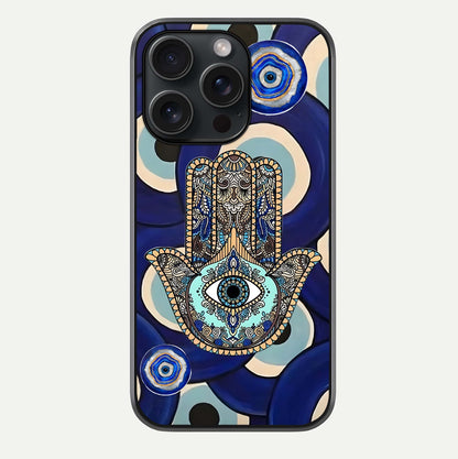 Hamsa Divine Guard Glass Case For iPhone 15 Pro by Custom World
