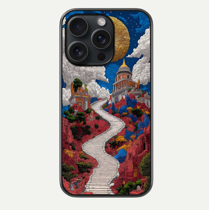 Heavenly Moon Path Glass Case For iPhone 15 Pro by Custom World