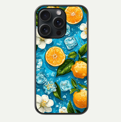 Ice Cube With Orange Glass Case For iPhone 15 Pro by Custom World