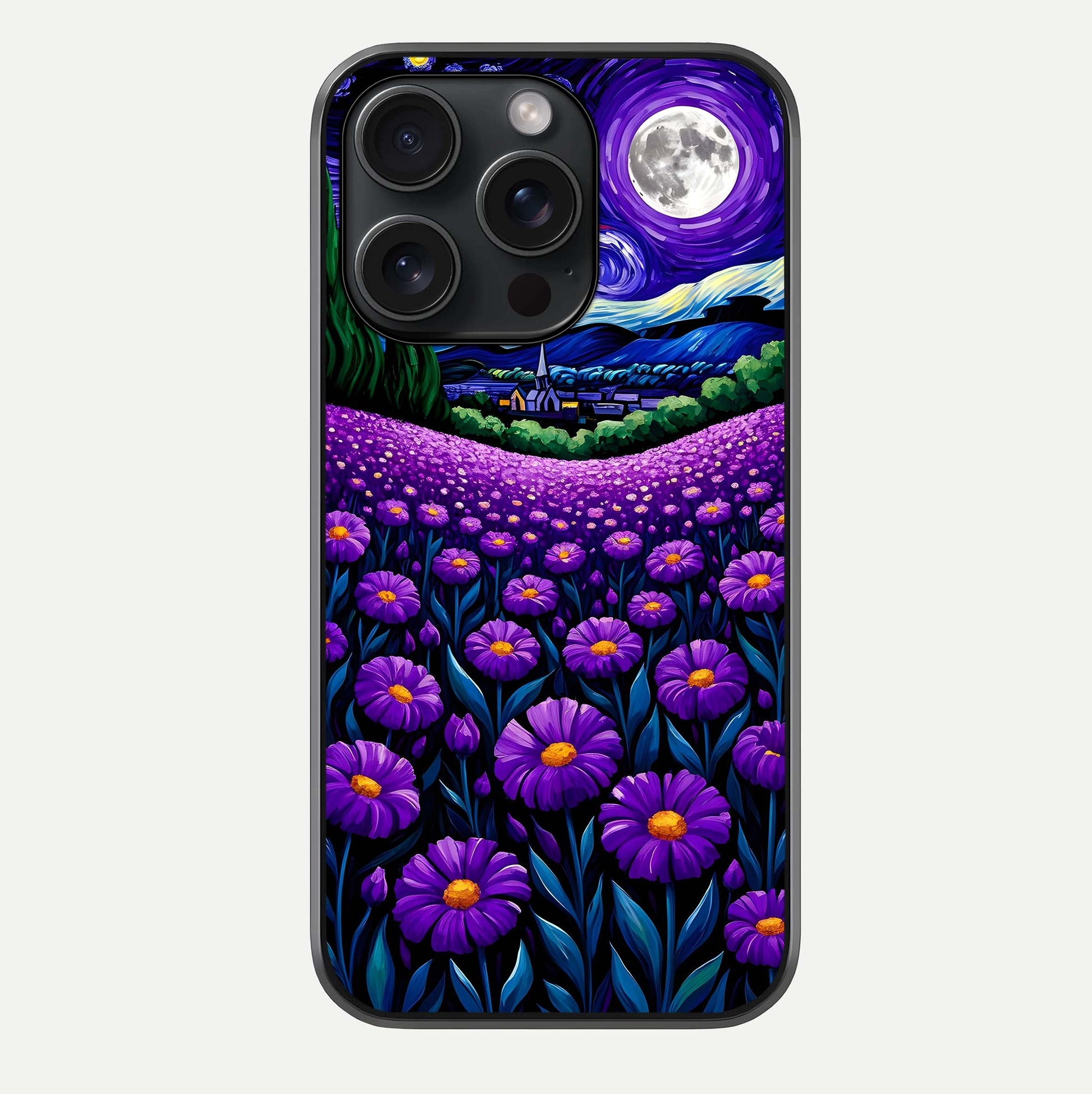 Lavender Moon Field Glass Case For iPhone 15 Pro by Custom World