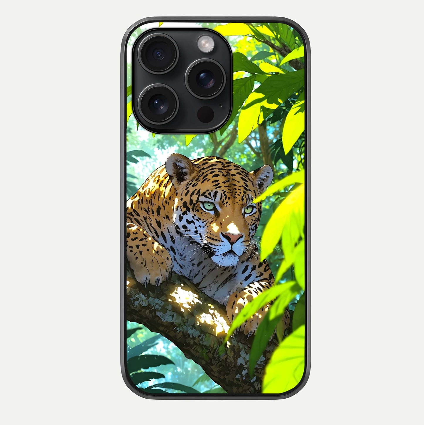 Leopard In Jungle Glass Case For iPhone 15 Pro by Custom World