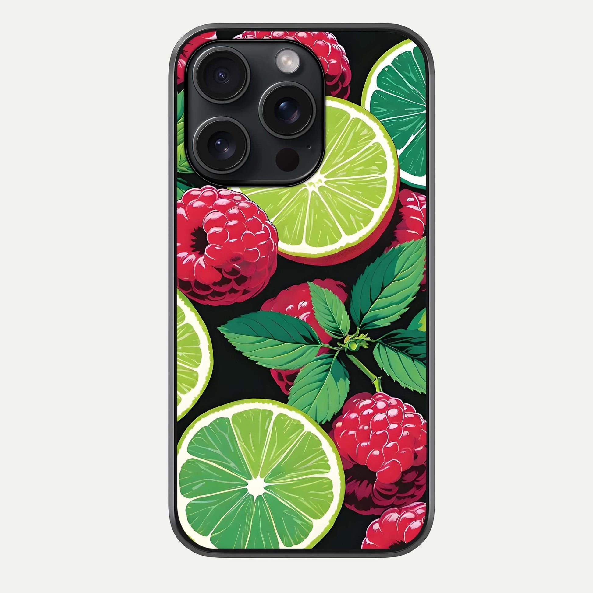 Lime & Raspberry Pattern Glass Case For iPhone 15 Pro by Custom World