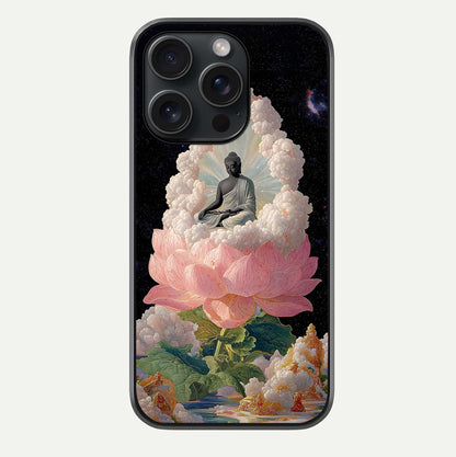 Lotus Divine Peace Glass Case For iPhone 15 Pro by Custom World