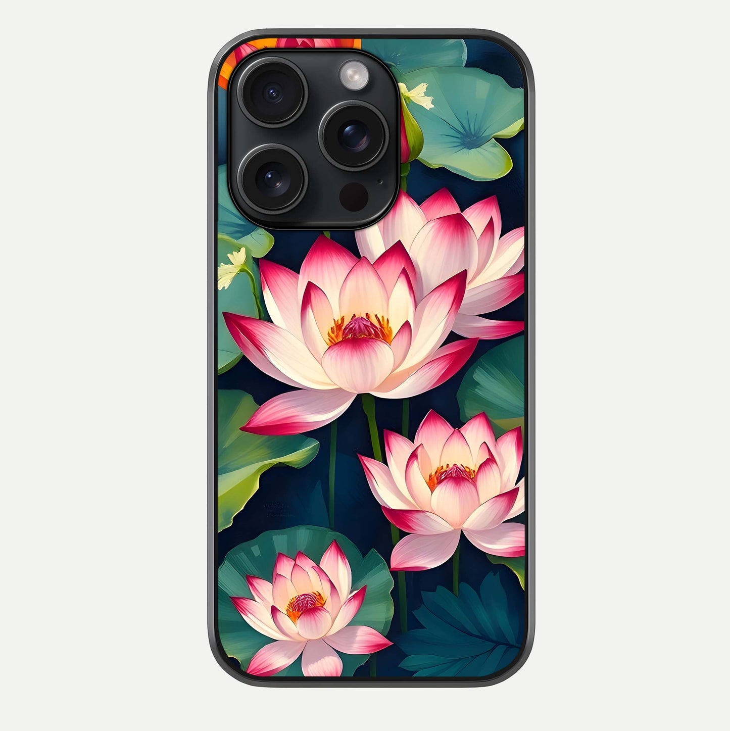 Lotus Dream Serenity Glass Case For iPhone 15 Pro by Custom World