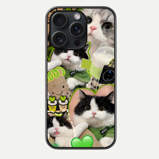Matcha Cats Mood Glass Case For iPhone 15 Pro by Custom World