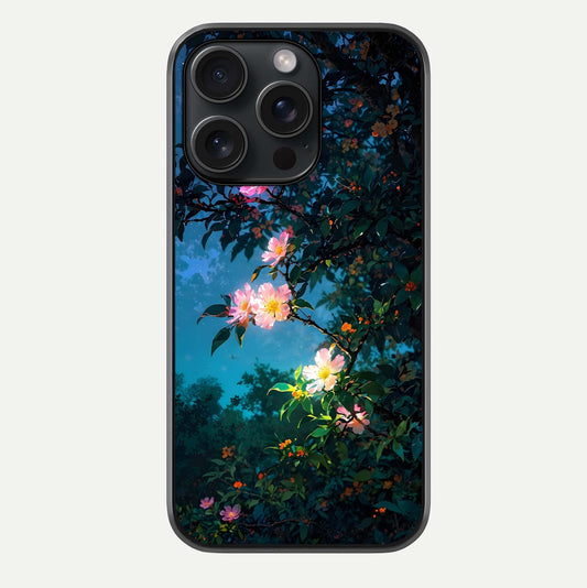 Midnight Bloom Glow Glass Case For iPhone 15 Pro by Custom World