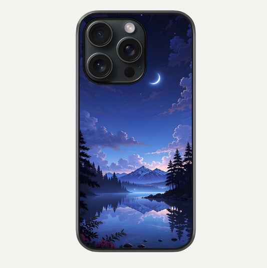 Midnight Lake Peace Glass Case For iPhone 15 Pro by Custom World