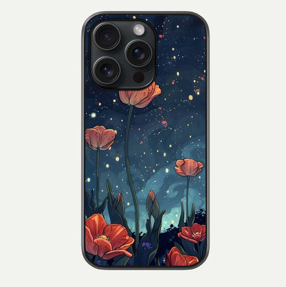 Midnight Tulip Glow Glass Case For iPhone 15 Pro by Custom World