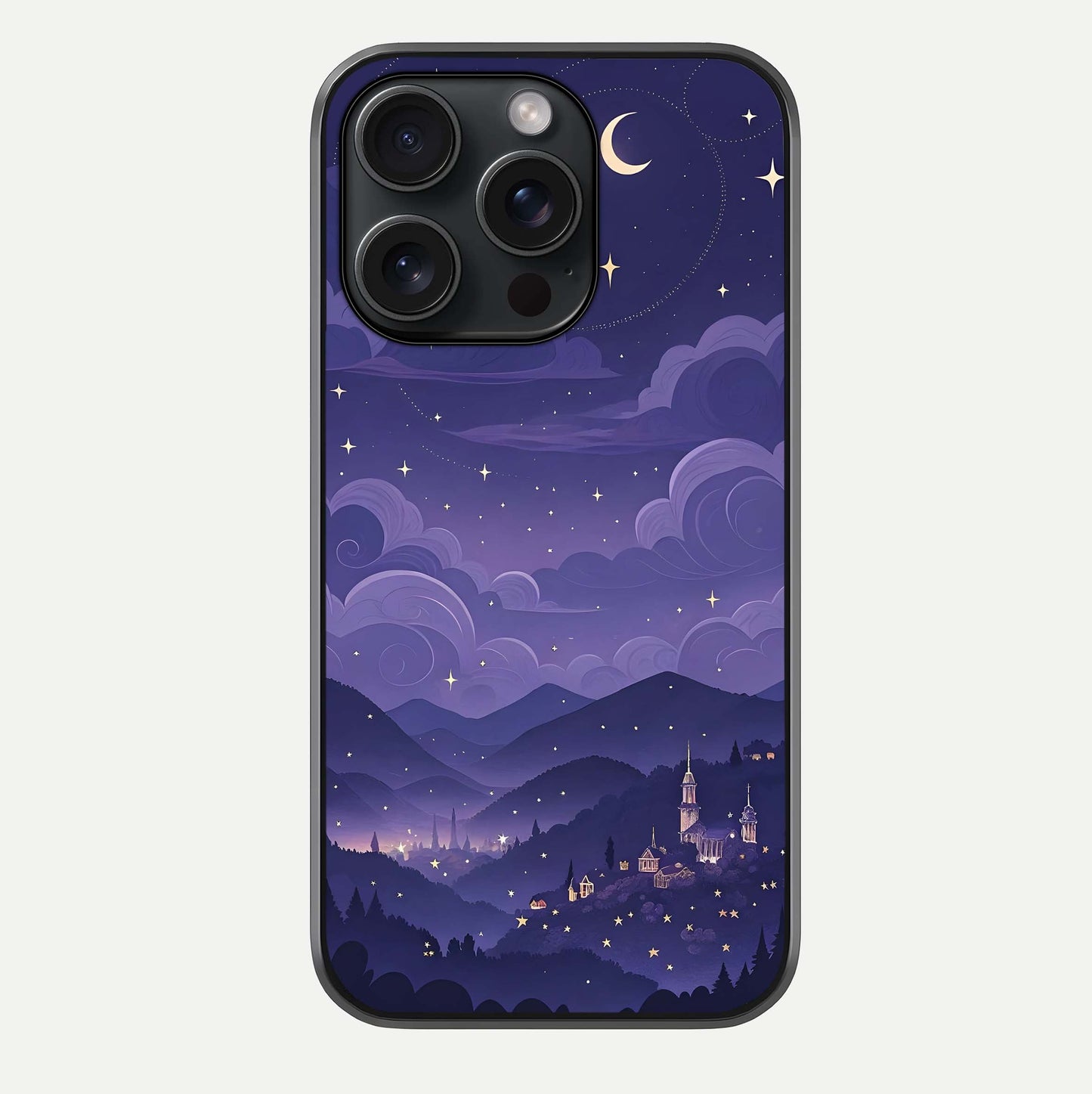 Minimal Night View Glass Case For iPhone 15 Pro by Custom World