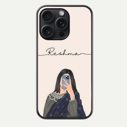 Mirror Mood Muse With Custom Name Glass Case For iPhone 15 Pro by Custom World