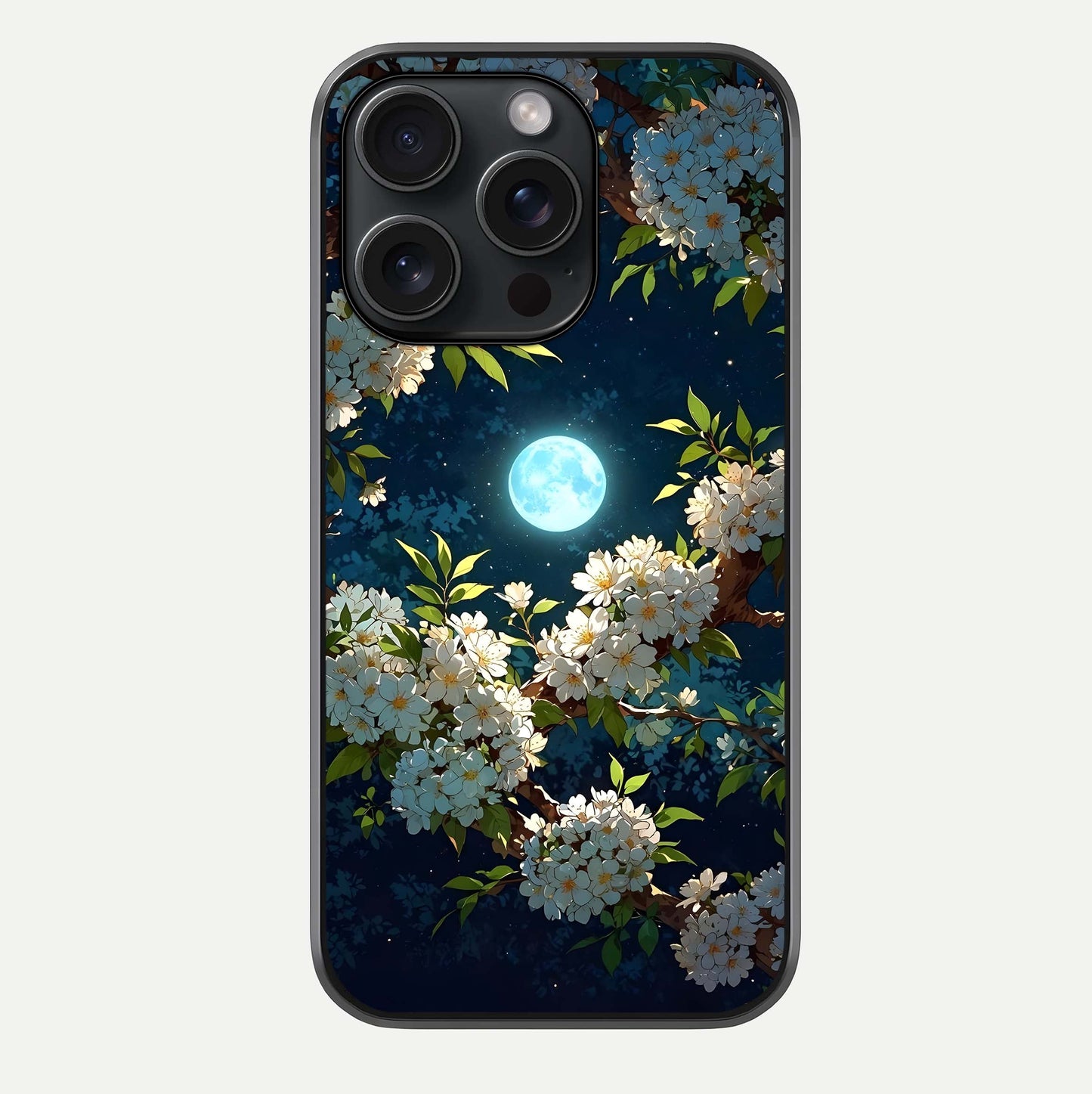 Moonlit Blossom Dream Glass Case For iPhone 15 Pro by Custom World
