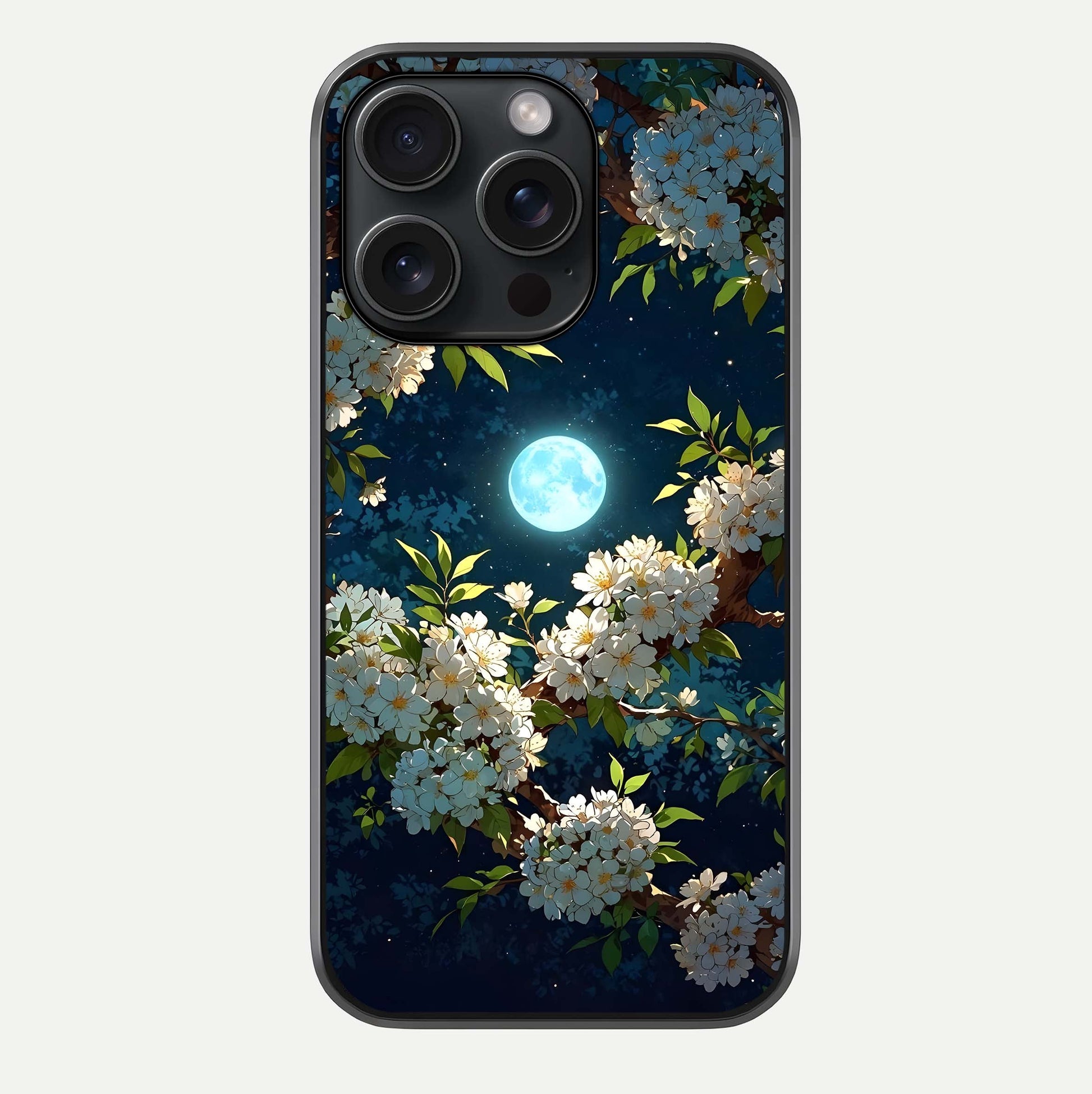 Moonlit Blossom Dream Glass Case For iPhone 15 Pro by Custom World