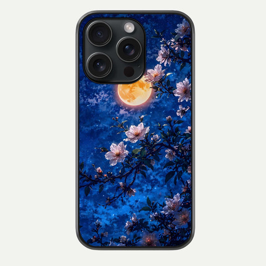 Moonlit Blossoms Night Glass Case For iPhone 15 Pro by Custom World