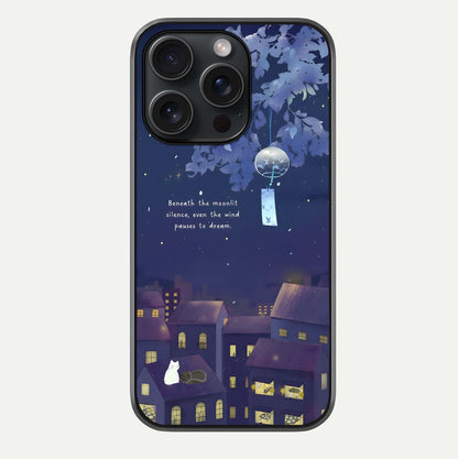 Moonlit Cat Silence Glass Case For iPhone 15 Pro by Custom World