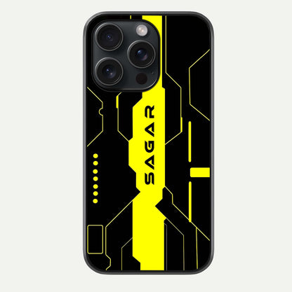 Neon CYBERPUNK Custom Name Glass Case For iPhone 15 Pro by Custom World