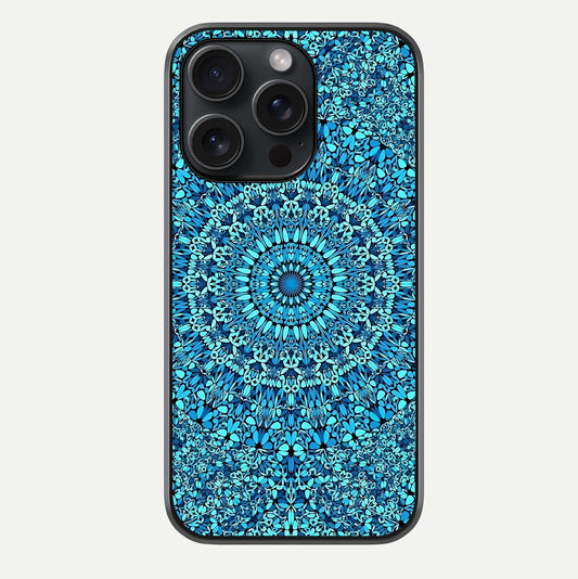 Ocean Bloom Mandala Glass Case For iPhone 15 Pro by Custom World