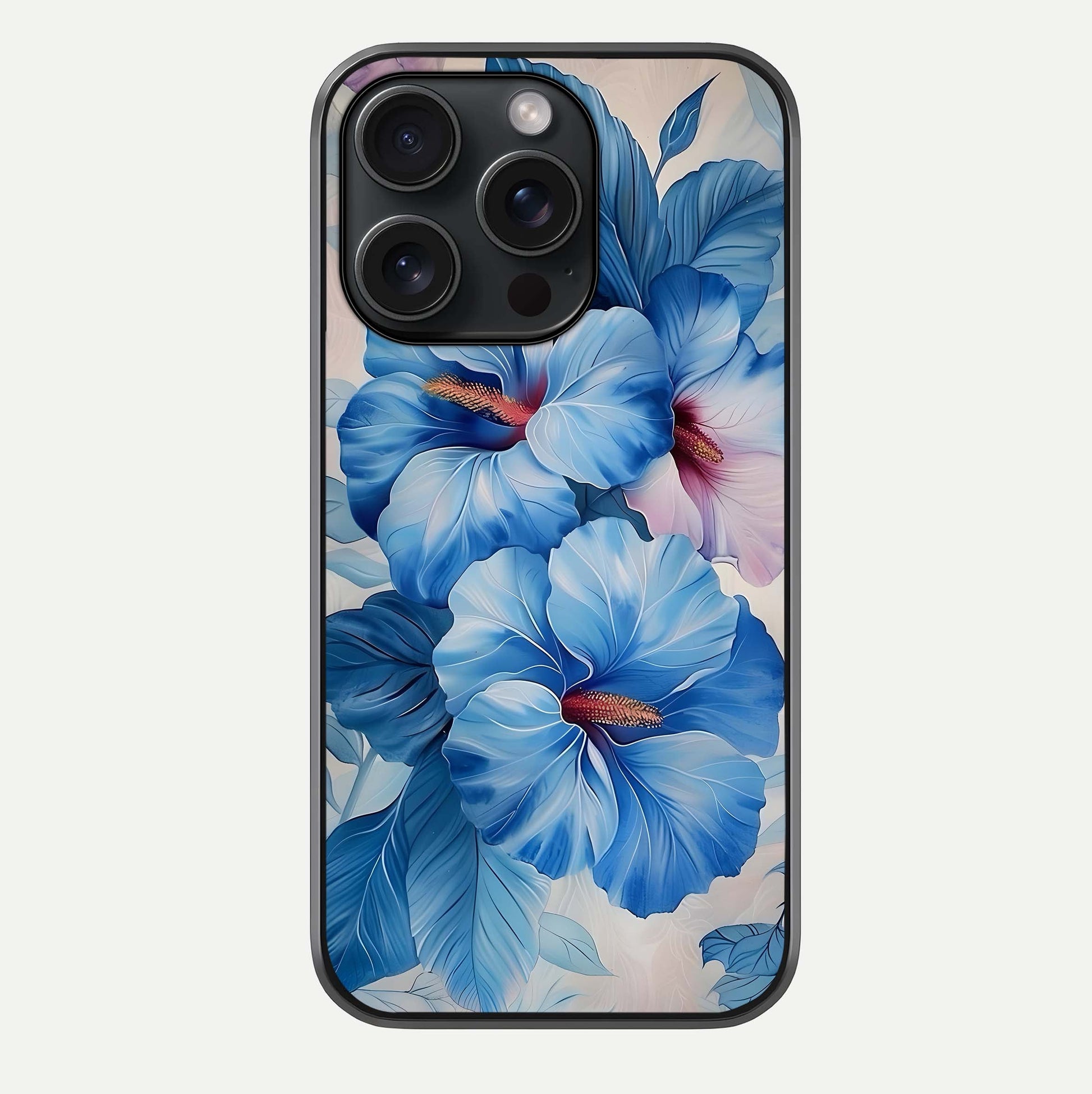 Ocean Hibiscus Grace Glass Case For iPhone 15 Pro by Custom World