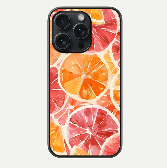 Orange Fruits Pattern Glass Case For iPhone 15 Pro by Custom World