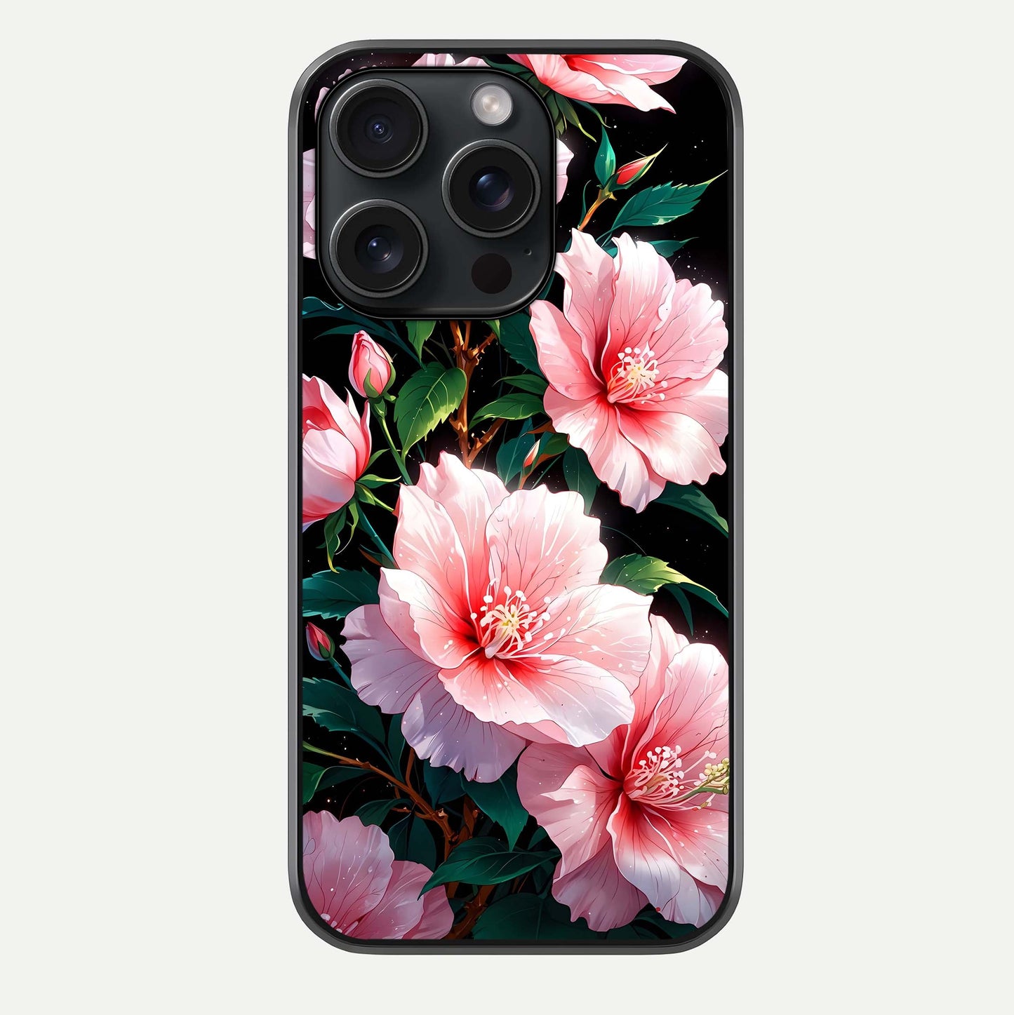 Peach Flower Glass Case For iPhone 15 Pro by Custom World