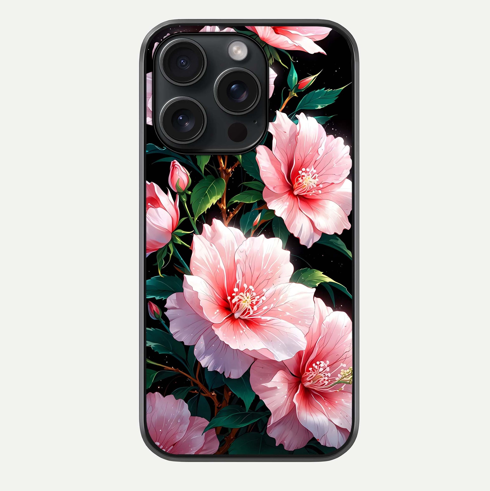 Peach Flower Glass Case For iPhone 15 Pro by Custom World
