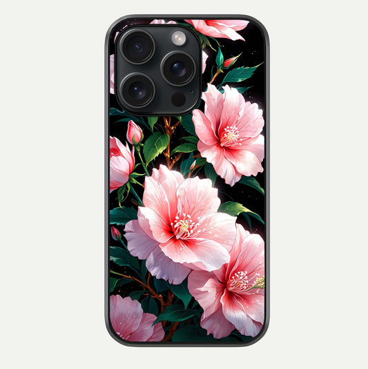 Peach Flower Glass Case For iPhone 15 Pro by Custom World
