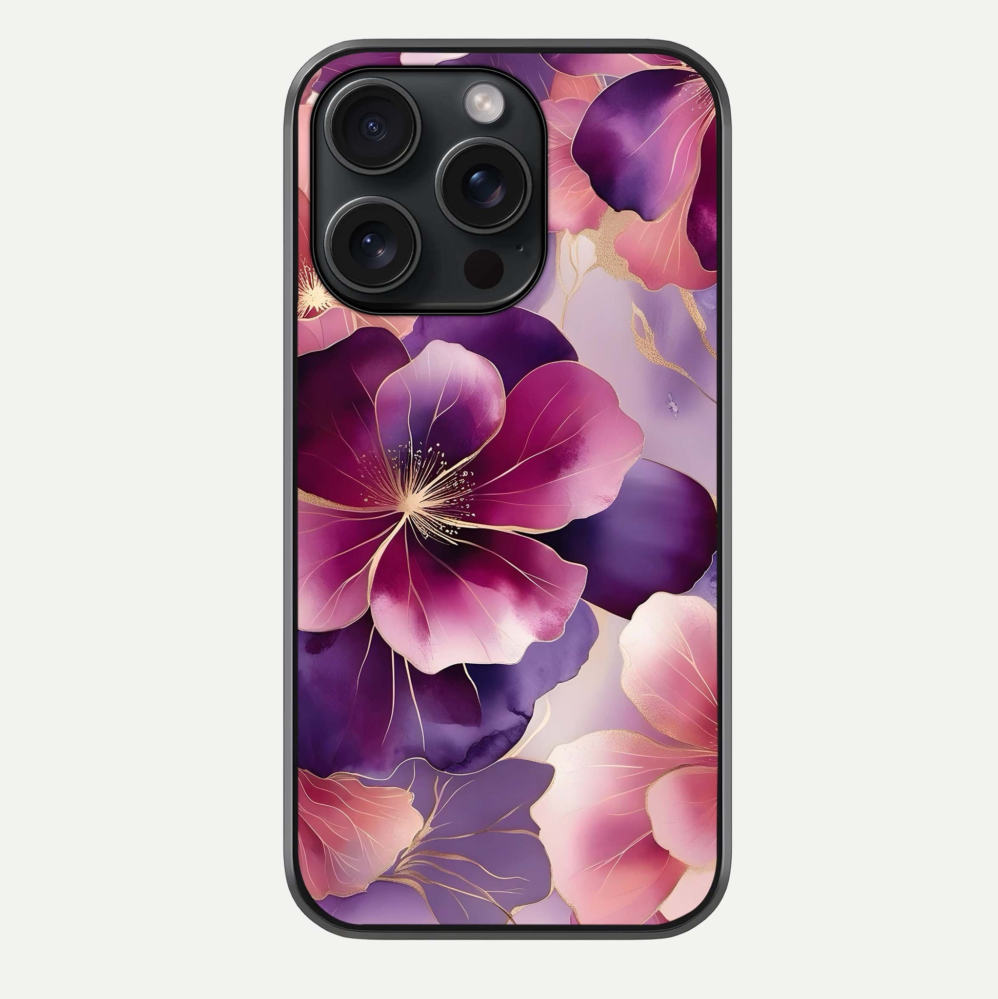 Pink Bouquet Florals Glass Case For iPhone 15 Pro by Custom World