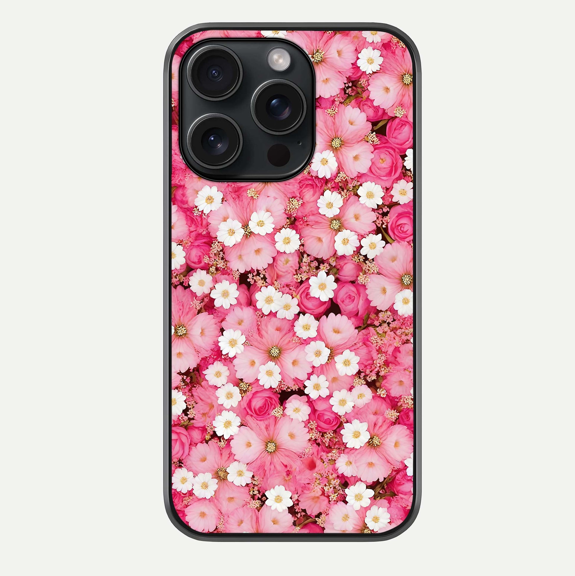Pink Daisy Bliss Glass Case For iPhone 15 Pro by Custom World
