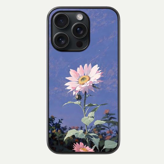 Pink Sunflower Glow Glass Case For iPhone 15 Pro by Custom World
