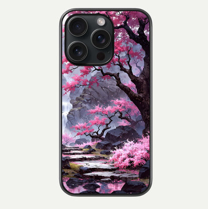 Pinkish Scenery Glass Case For iPhone 15 Pro by Custom World