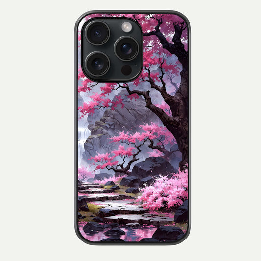 Pinkish Scenery Glass Case For iPhone 15 Pro by Custom World
